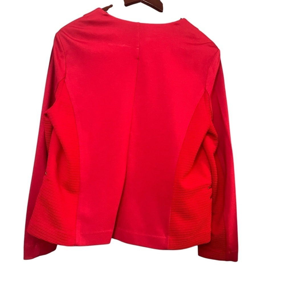 Chico’s Jacket Modern Ponte Pieced solid LS Renaissance Red - Picture 2 of 5